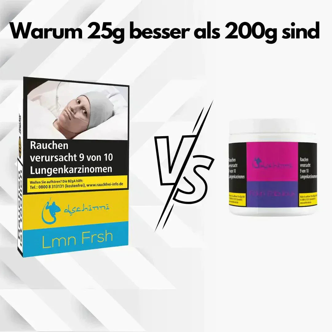 Warum 25g Shisha Tabak besser sind als 200g Verpackungen? - Dschinni Shisha