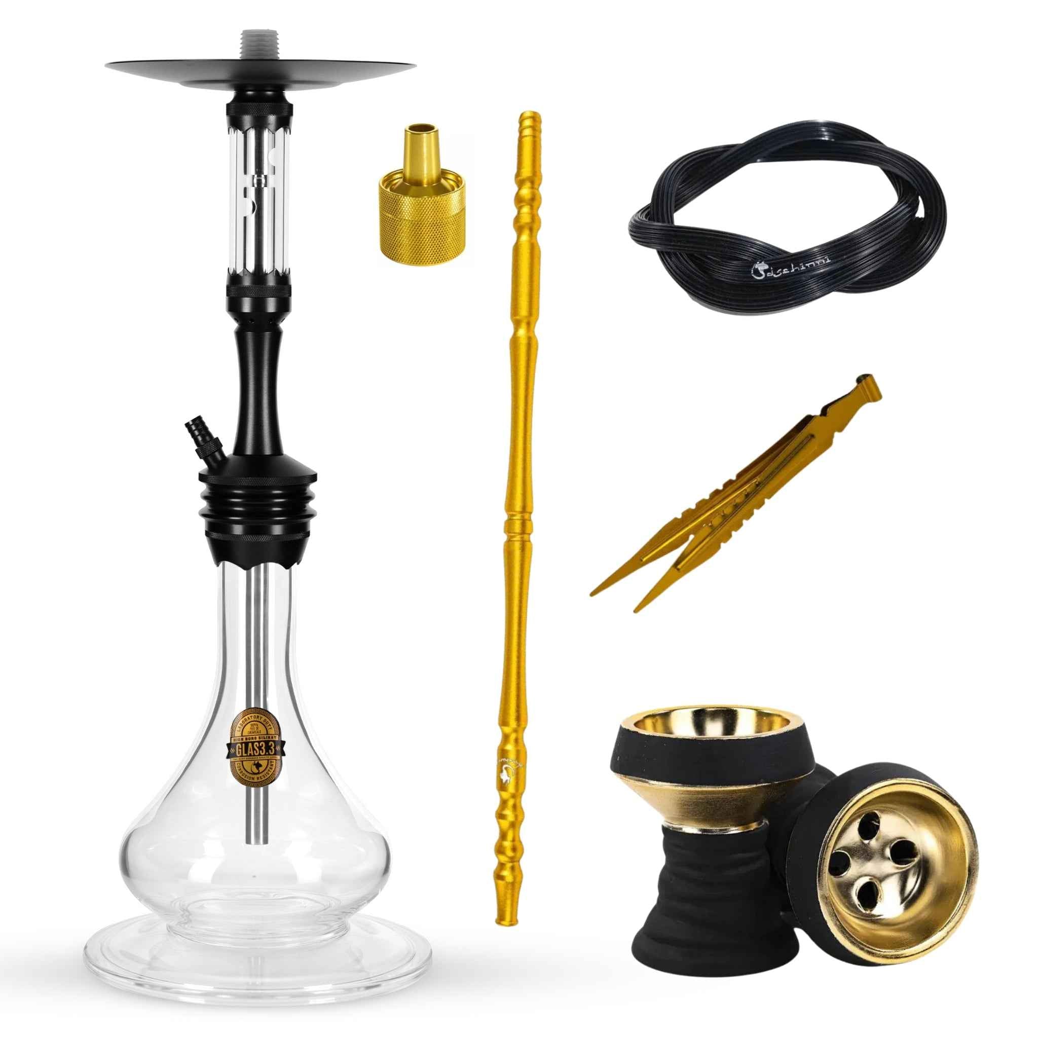 Dschinni Foxx Shisha Komplett Set Goldigger | Schwarz - Dschinni Shisha