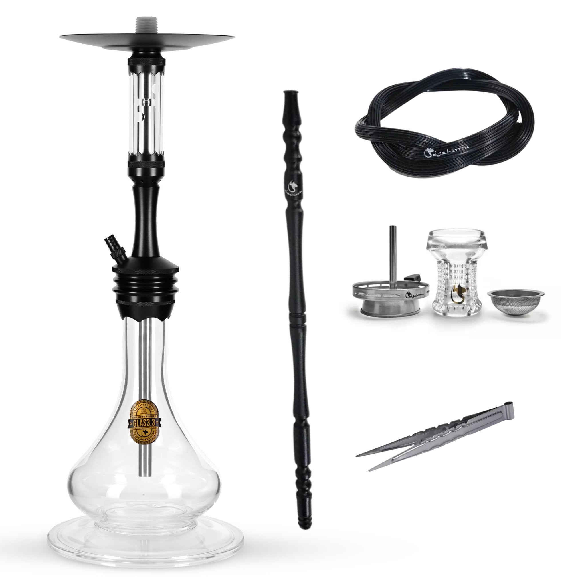 Dschinni Foxx Shisha Blow Off Schwarz Wasserpfeife Voller Lieferumfang