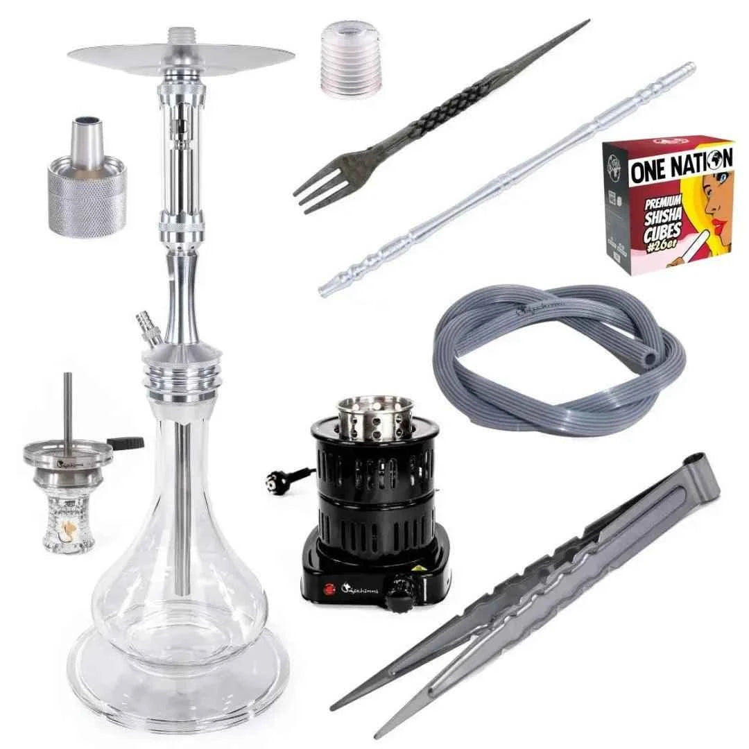 Dschinni Foxx Shisha Komplett Set XL | Silber - Dschinni Shisha