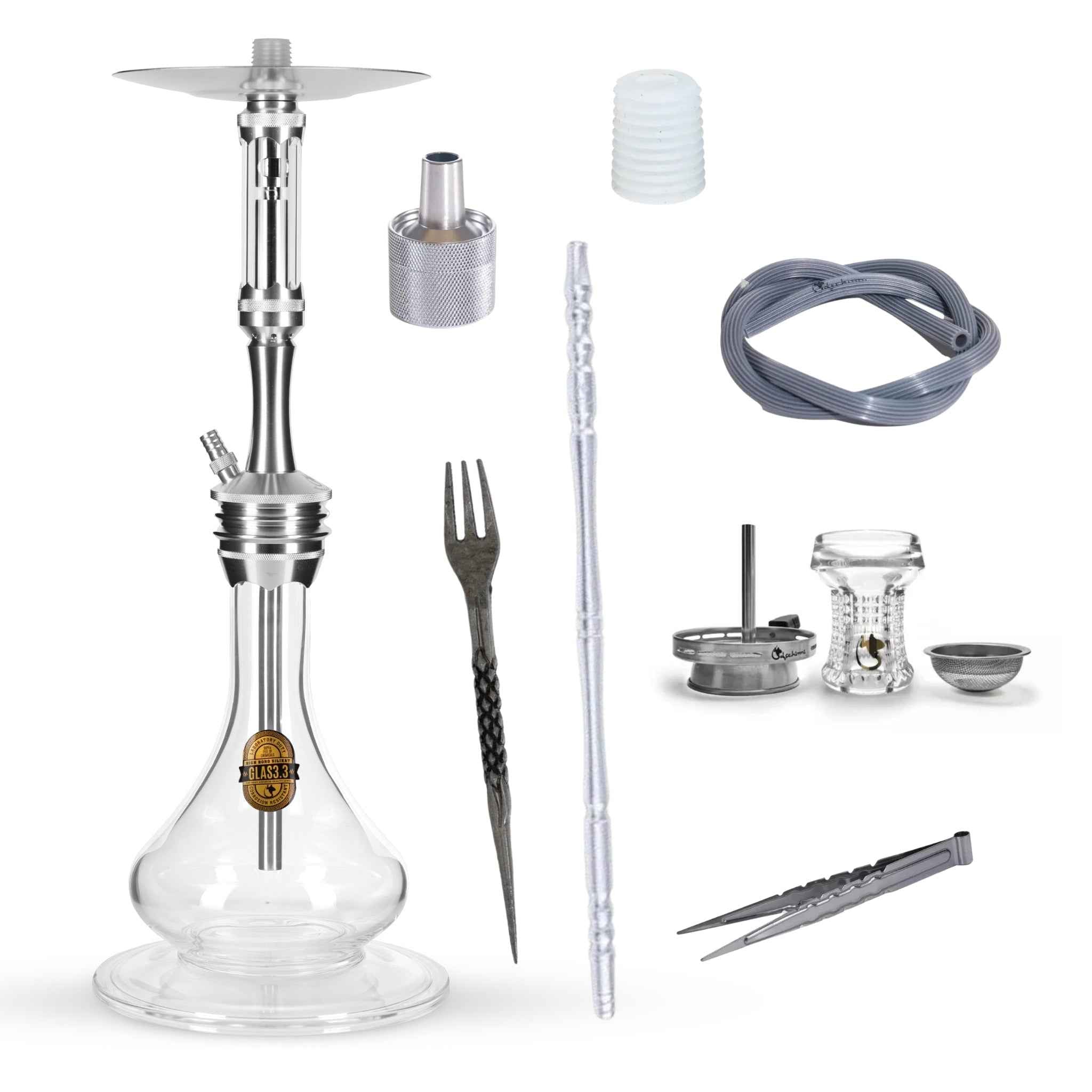 Dschinni Foxx Shisha Komplett Set L | Silber - Dschinni Shisha