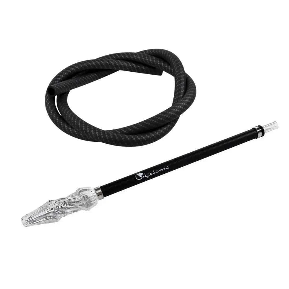 Carbon Glas Mundstück Fusion Four / Mit Carbonschlauch (High Borosilikatglas 3.3) - Dschinni Shisha