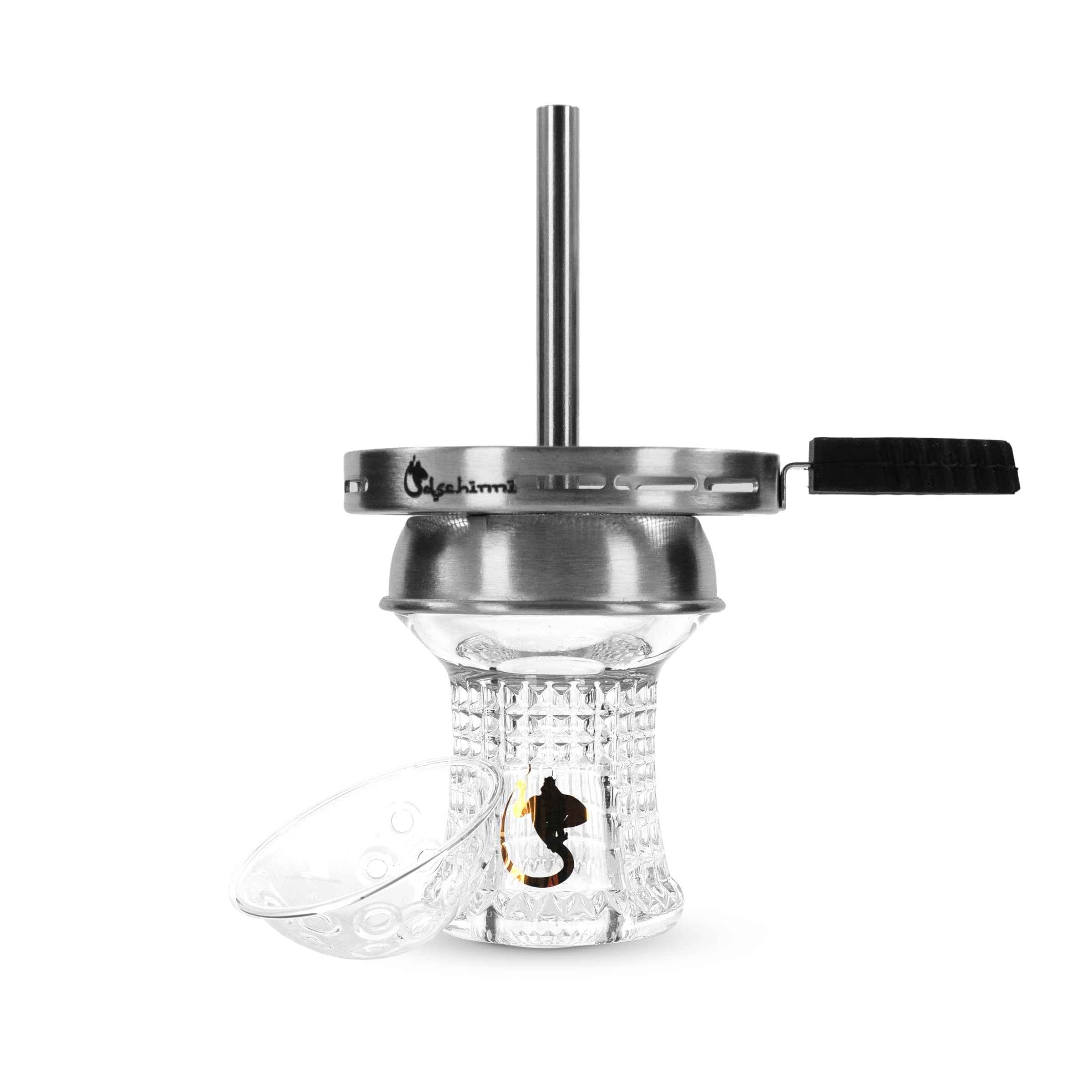 Glaskopf Dschinni Nero Kristall Glas Seflex Vulcan Air Set - Dschinni Shisha