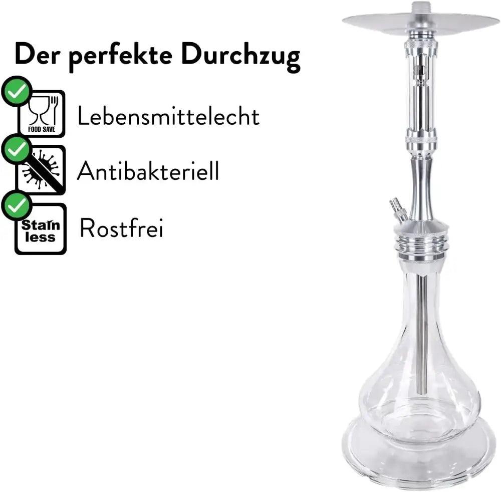 Dschinni Foxx Silber Shisha. Beschreibung: Der perfekte Durchzug - Lebensmittelecht, Antibakteriell, Rostfrei