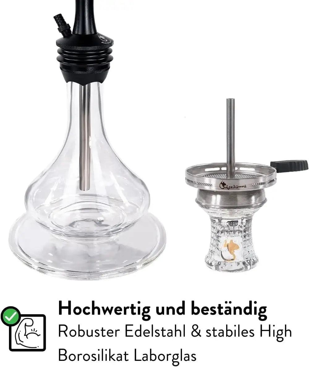 Dschinni Foxx Glasbowl und Glaskopf mit Vulcan Air. Beschreibung: Hochwertig und beständig dank robustem Edelstahl und stabilem High Borosilikat Laborglas