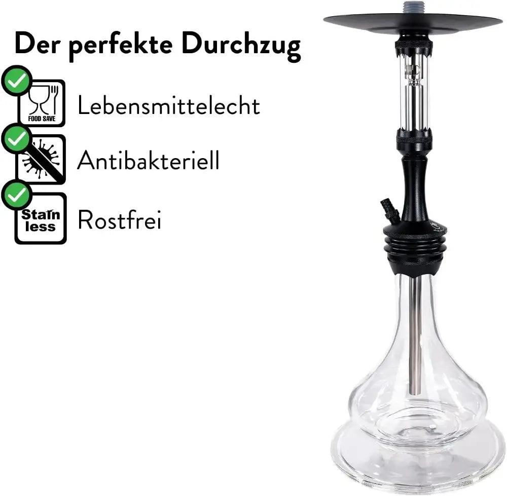 Dschinni Foxx Shisha. Beschreibung: Der perfekte Durchzug - Lebensmittelecht, Antibakteriell, Rostfrei