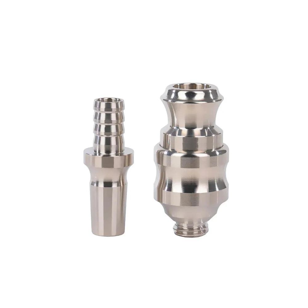 Dschinni Schlauchadapter V4A Aztec - Silber - Zweiteilig auf weißem Hintergrund