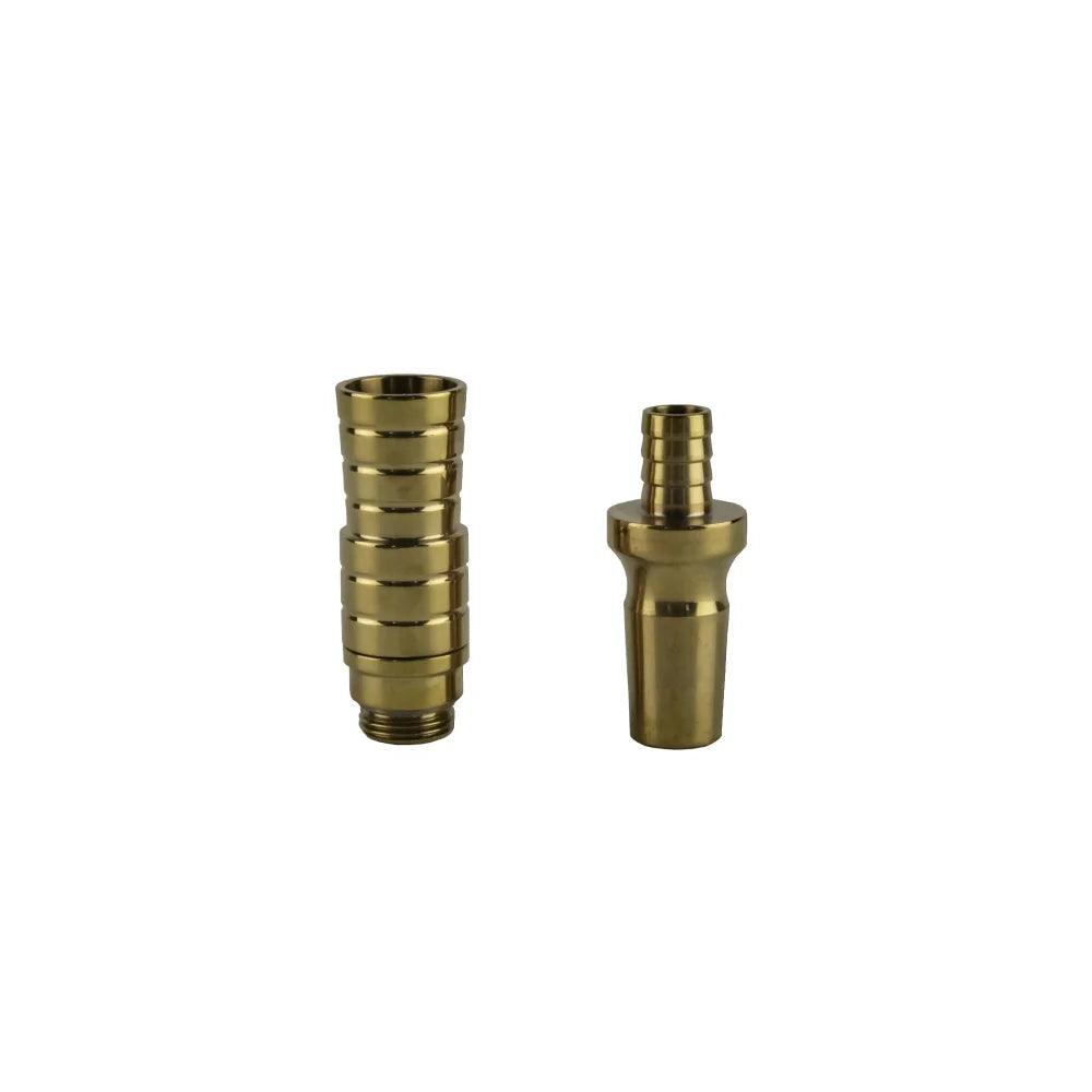 Dschinni Schlauchadapter V2A Baba - Gold - Zweiteilig auf weißem Hintergrund
