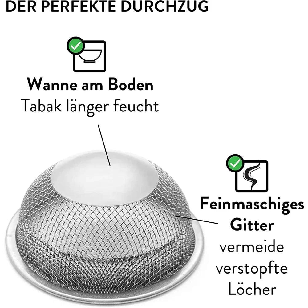 Dschinni Shisha Kopf Sieb Seflex 2.0 Beschreibung: Tabak hält länger feucht, verstopfte Löcher werden vermieden