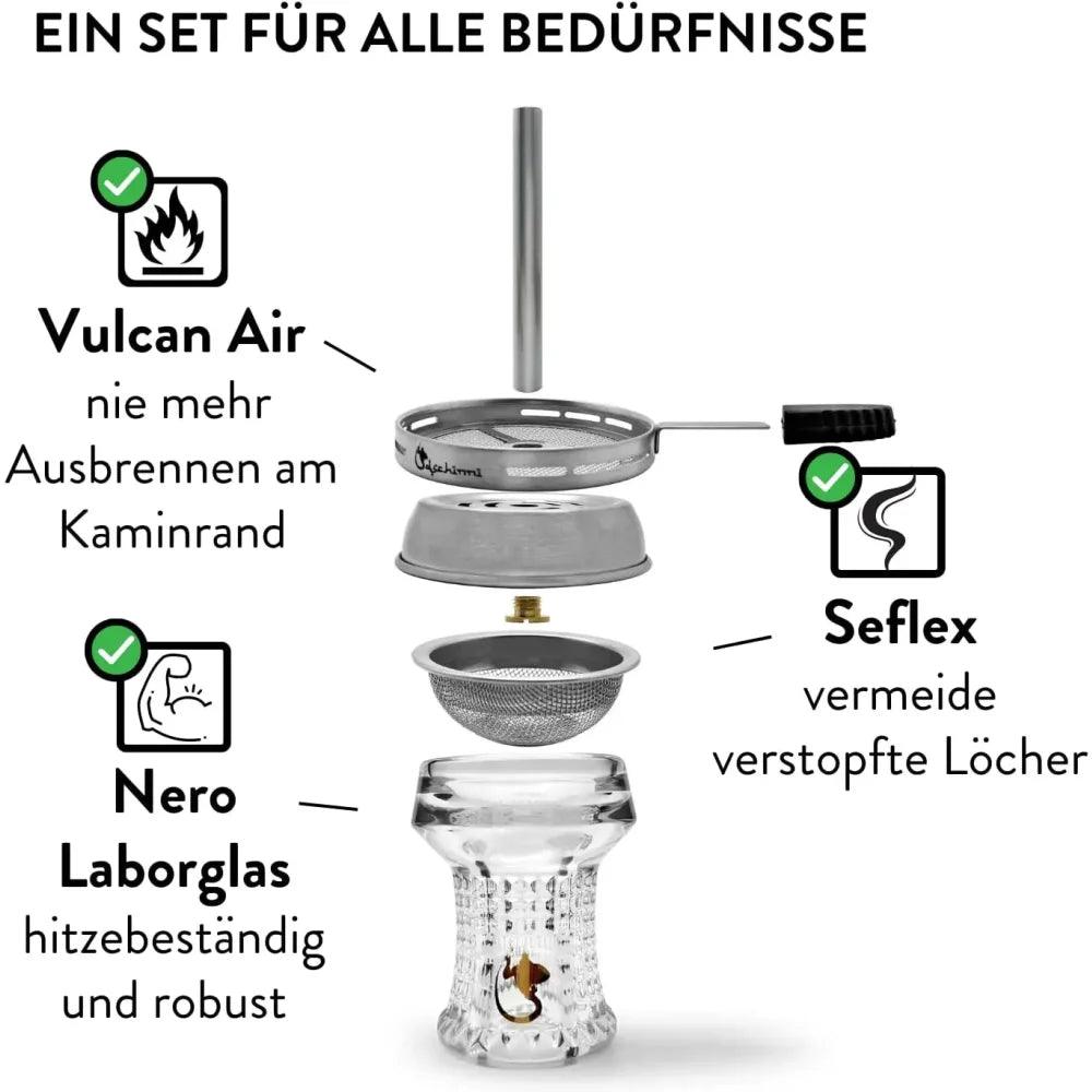 Glaskopf Dschinni Nero Kristall Glas mit Seflex und Vulcan Air - Dschinni GmbH