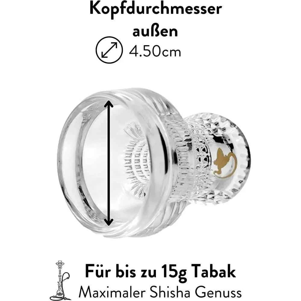 Glaskopf Dschinni Nero Kristall Glas mit Seflex und Vulcan Air - Dschinni Shisha