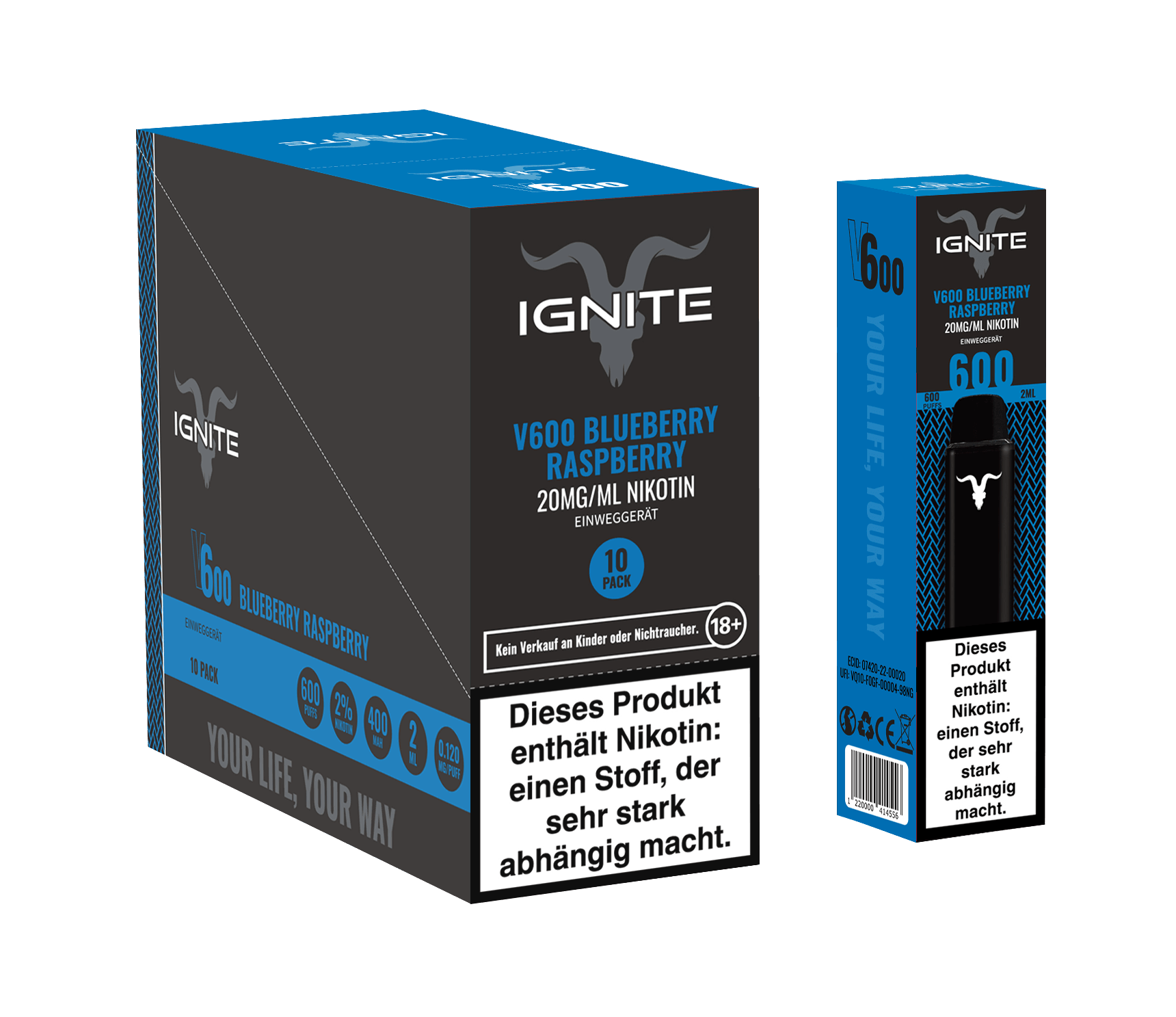 IGNITE Vape V600 - Blueberry Raspberry - Dschinni GmbH