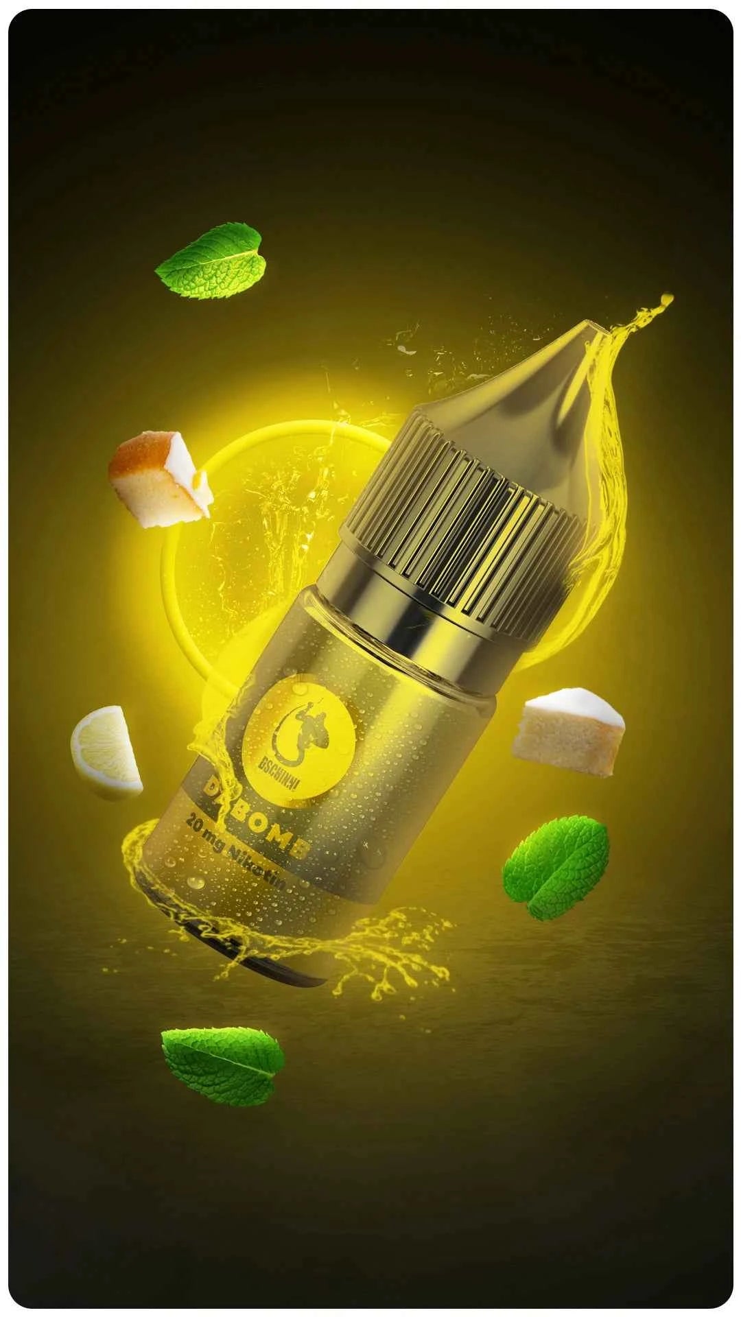 da bomb liquid mit zitronenkuchen stücken und minze