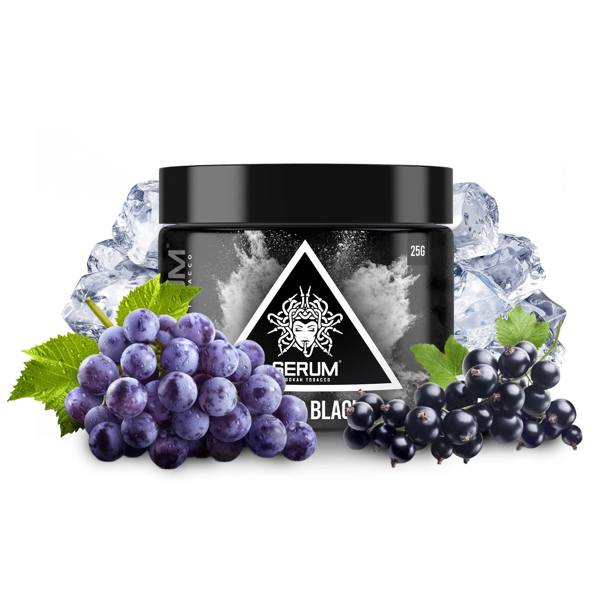 Serum Tobacco 25g - Back2Black - Schwarze Traube, schwarze Johannisbeere und Minze Shishatabak, Wasserpfeifentabak