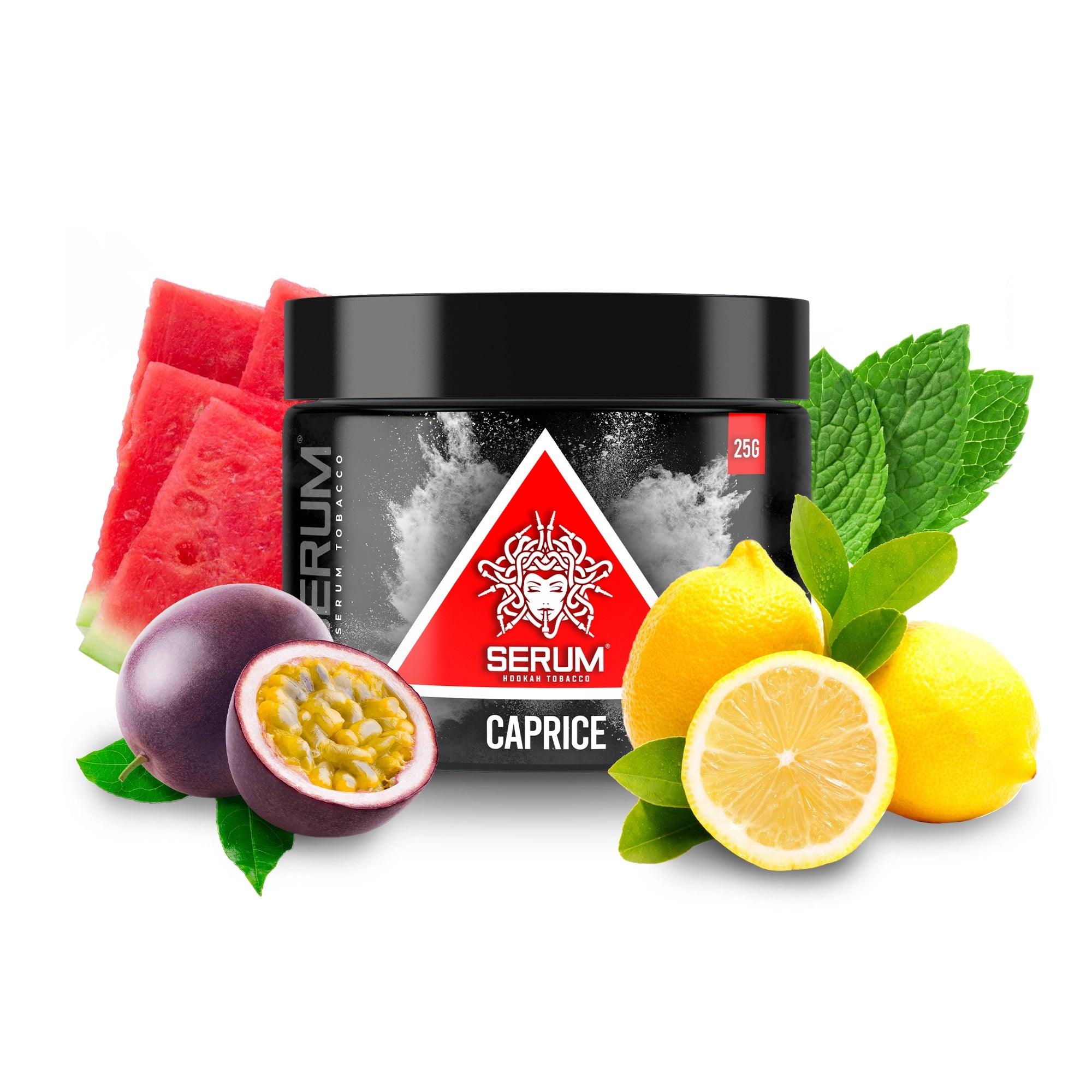 Serum Tobacco 25g - Caprice - Zitrone, Wassermelone, Maracuja und Minze, Wasserpfeifentabak, Shishatabak
