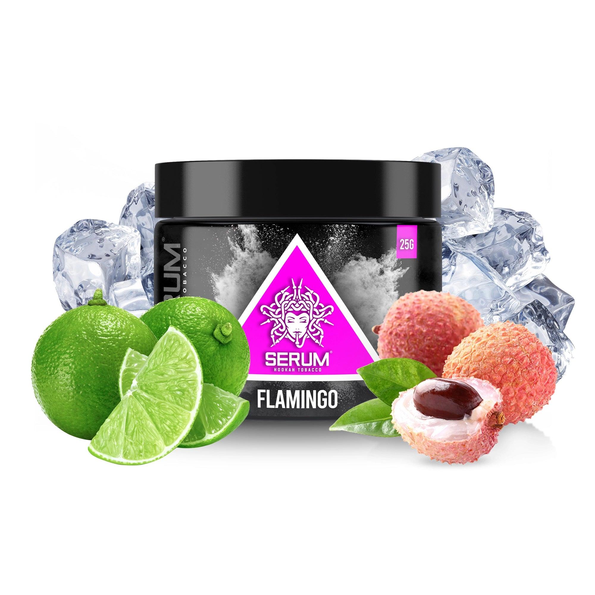 Serum Tobacco 25g - Flamingo - Lychee, Ice und Limette, Wasserpfeifentabak und Shishatabak