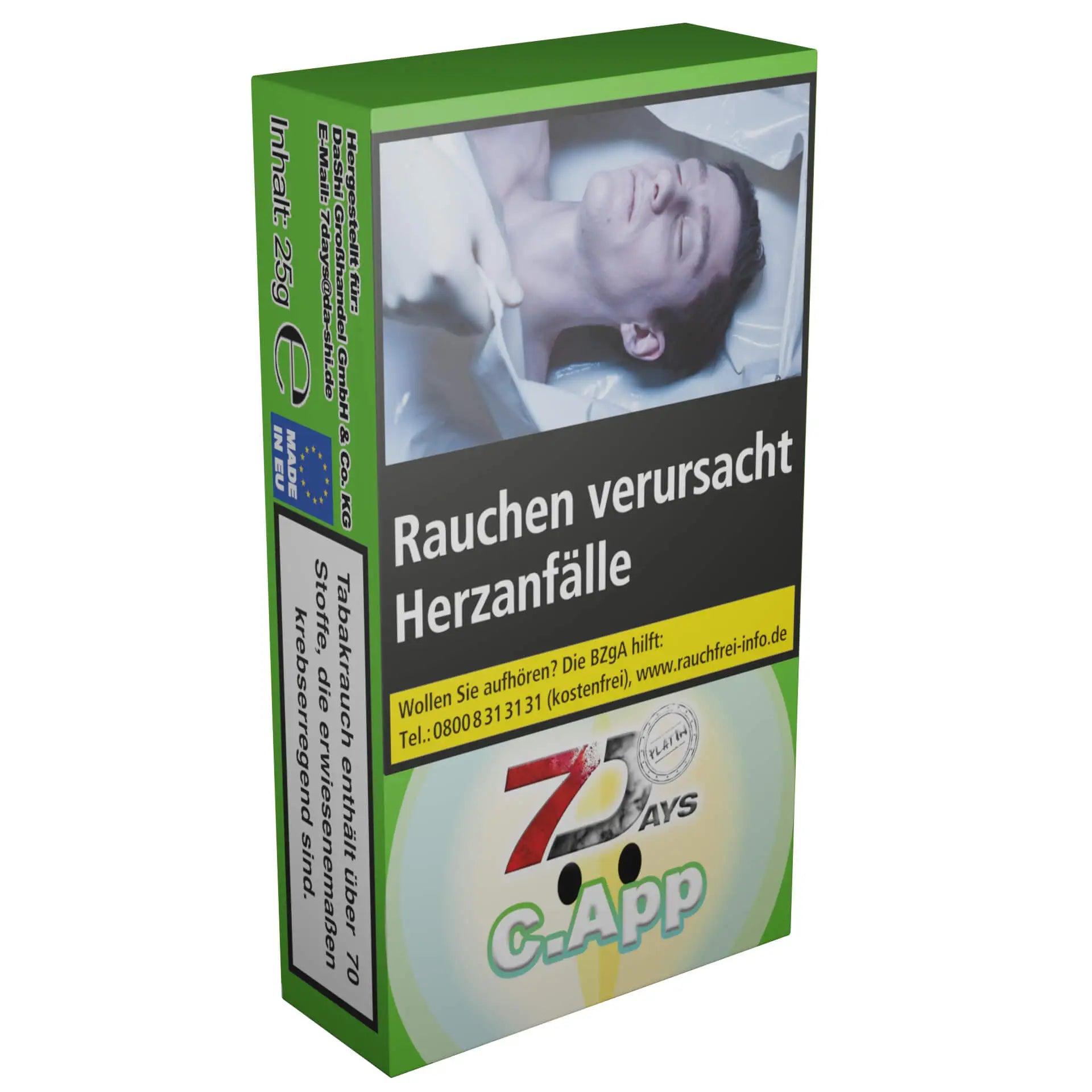 7Days 25g Tabak Platin C.App - Doppelapfel & Menthol - Dschinni GmbH