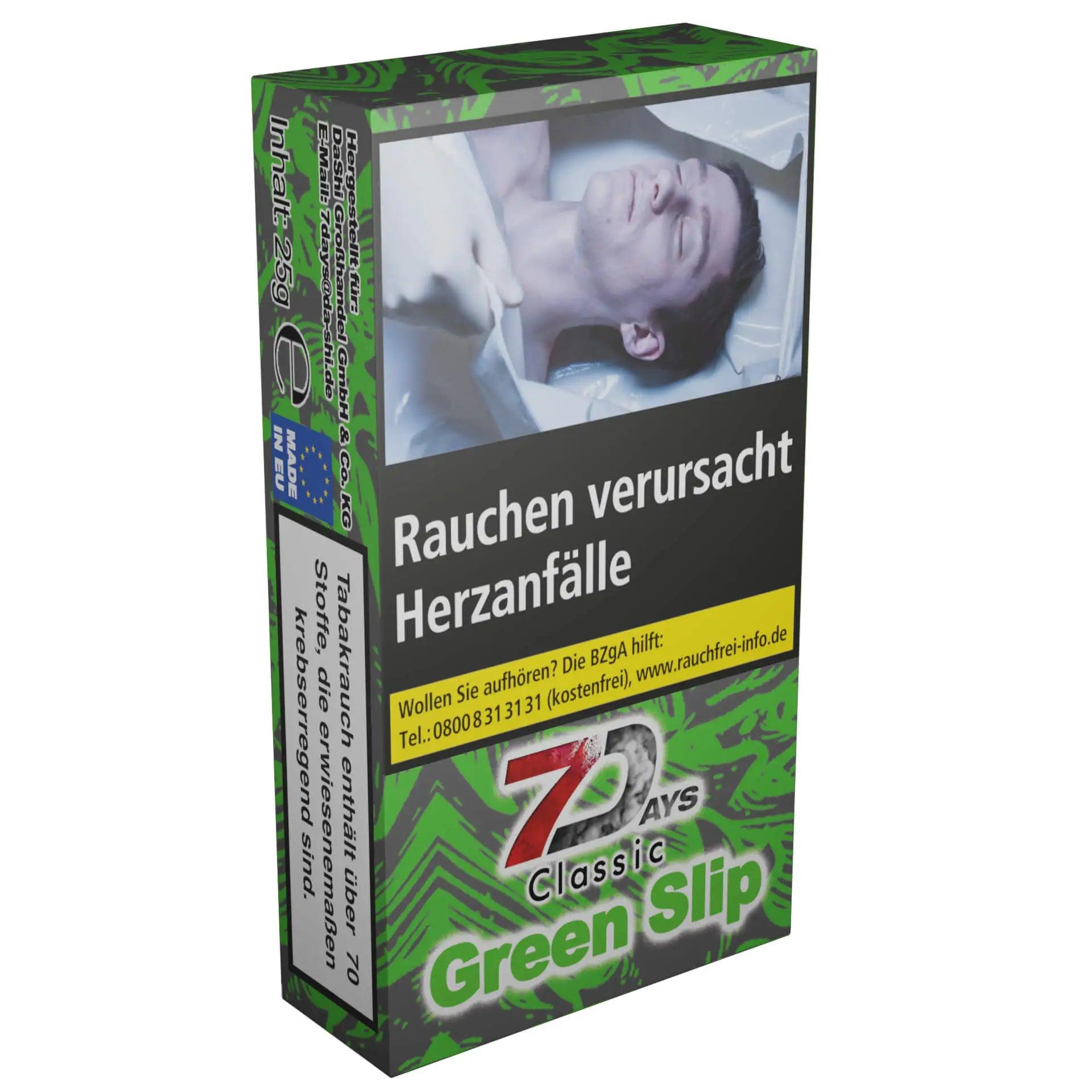 7Days 25g Tabak Platin Green Slip - Minze - Dschinni GmbH