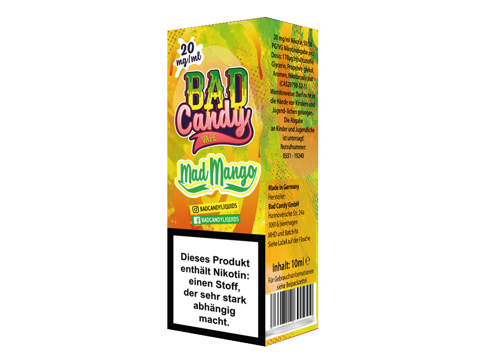 Bad Candy Liquids - Mad Mango - Nikotinsalz Liquid - Dschinni GmbH