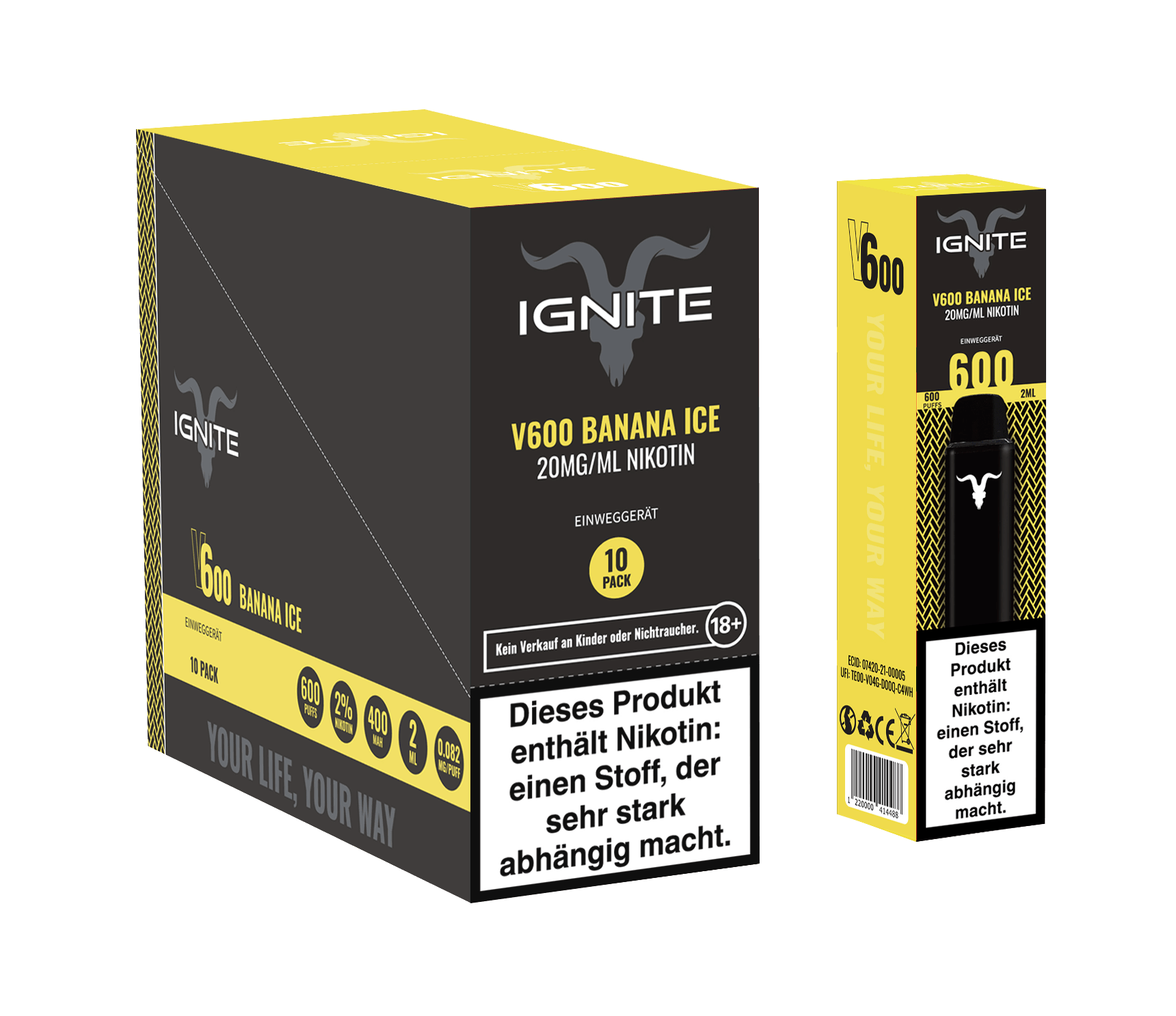 IGNITE Vape V600 - Banana Ice - Dschinni GmbH